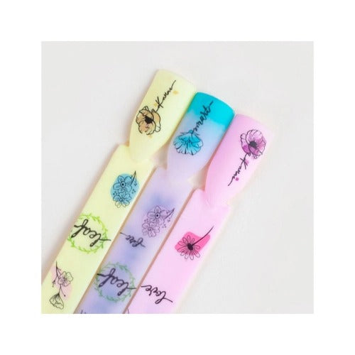 Wasseraufkleber für Nägel - Blumen - Semilac - 2