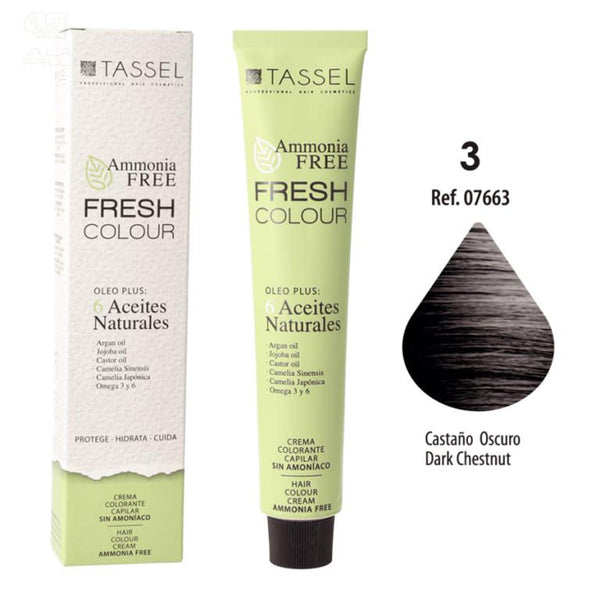 Ammoniakfreie Fresh Colour Haarfarbe 100 ml - Tassel : 3 Castaño Oscuro - 1