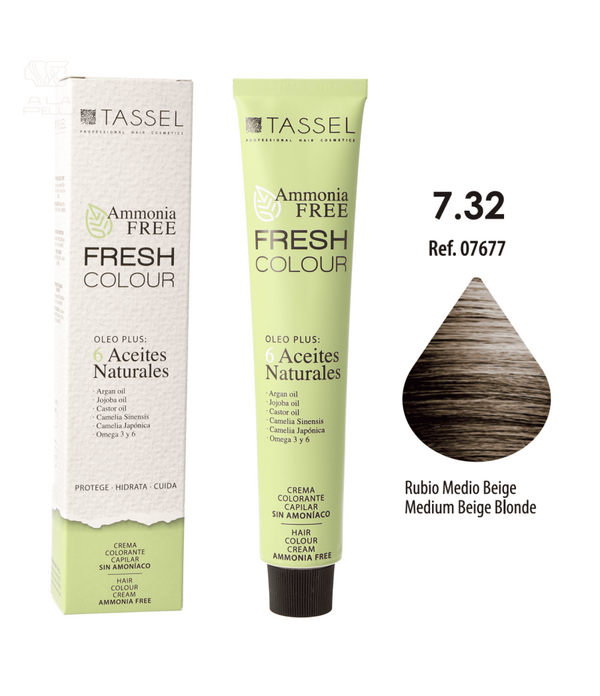 Ammoniakfreie Fresh Colour Haarfarbe 100 ml - Tassel : 7.32 Rubio medio beige - 1