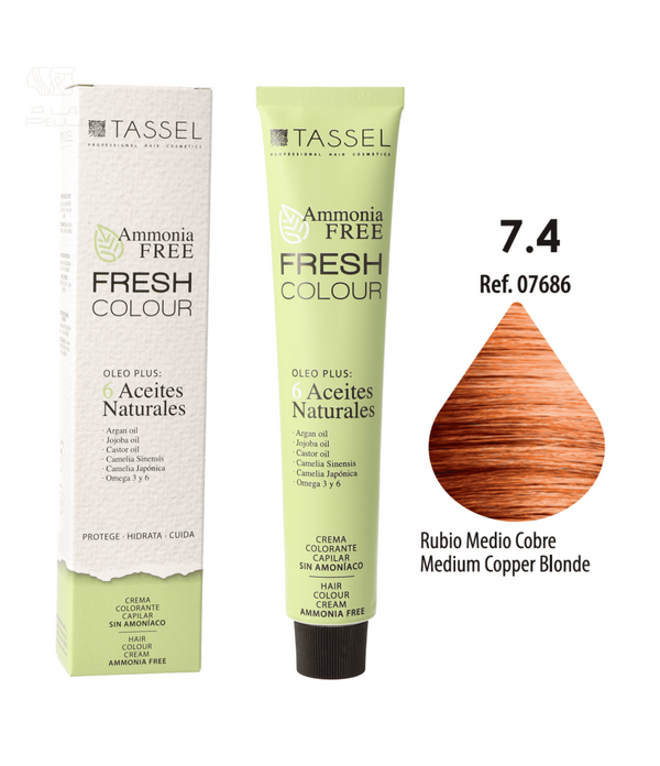 Ammoniakfreie Fresh Colour Haarfarbe 100 ml - Tassel : 7.4 Rubio medio cobre - 1