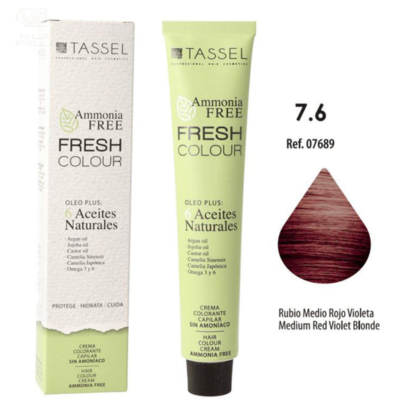 Ammoniakfreie Fresh Colour Haarfarbe 100 ml - Tassel : 7.6 Rubio medio rojo violeta - 1