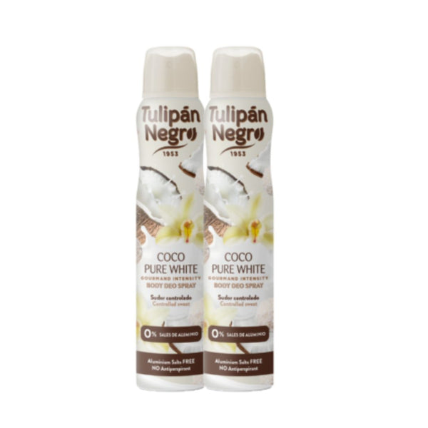 Sparpaket Body Deodorant Spray Kokosnuss Pure White 2 x 200 ml - Tulipan Negro - 1