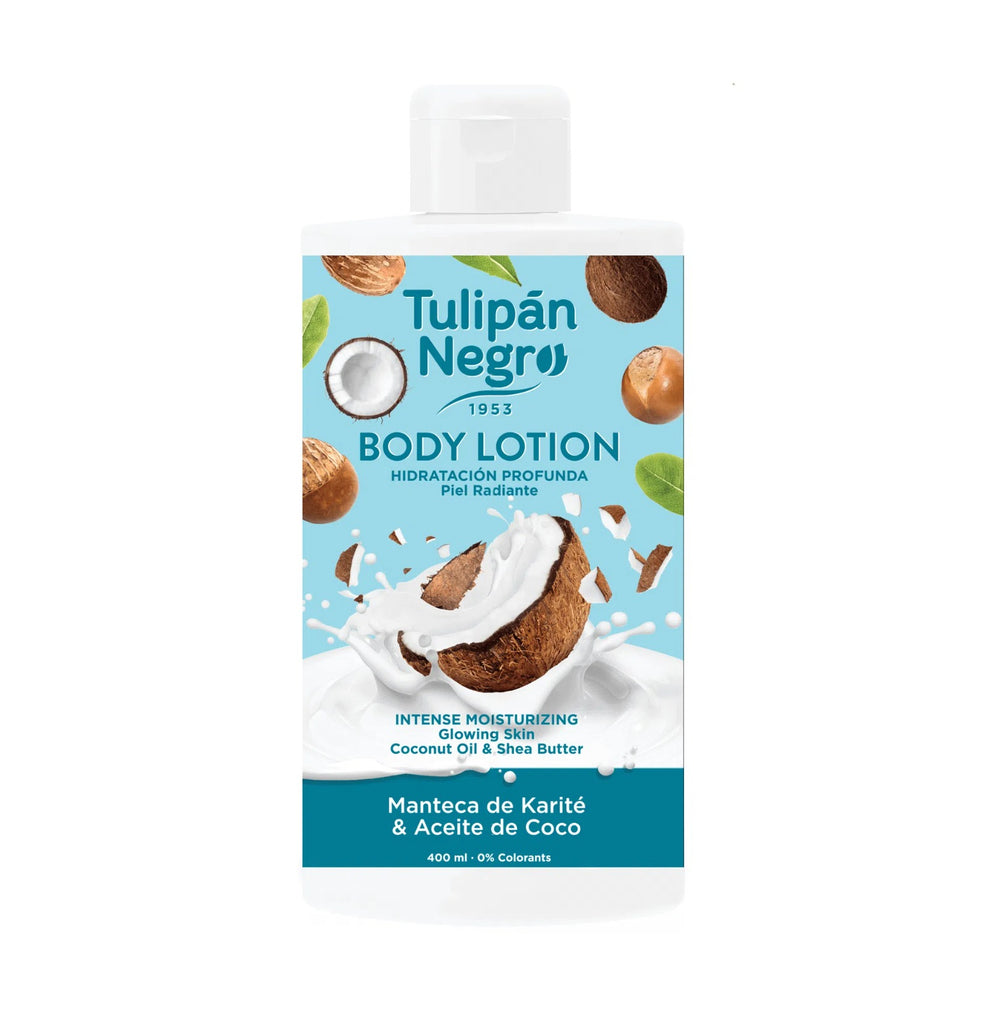 Körperlotion mit Sheabutter und Kokosöl 400ml - Tulipan Negro - 1