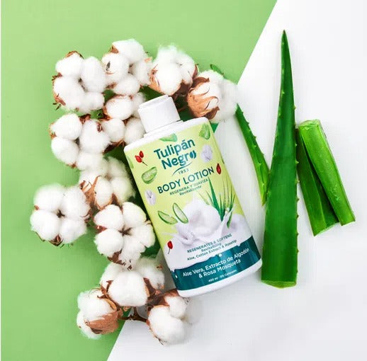 Körperlotion mit Aloe Vera, Baumwolle und Hagebutte 400 ml - Tulipan Negro - 1
