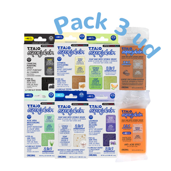 Pack mit 3 Schwammseife: Schwamm + Seife 2 in 1 - 120gr - T.taio - 1