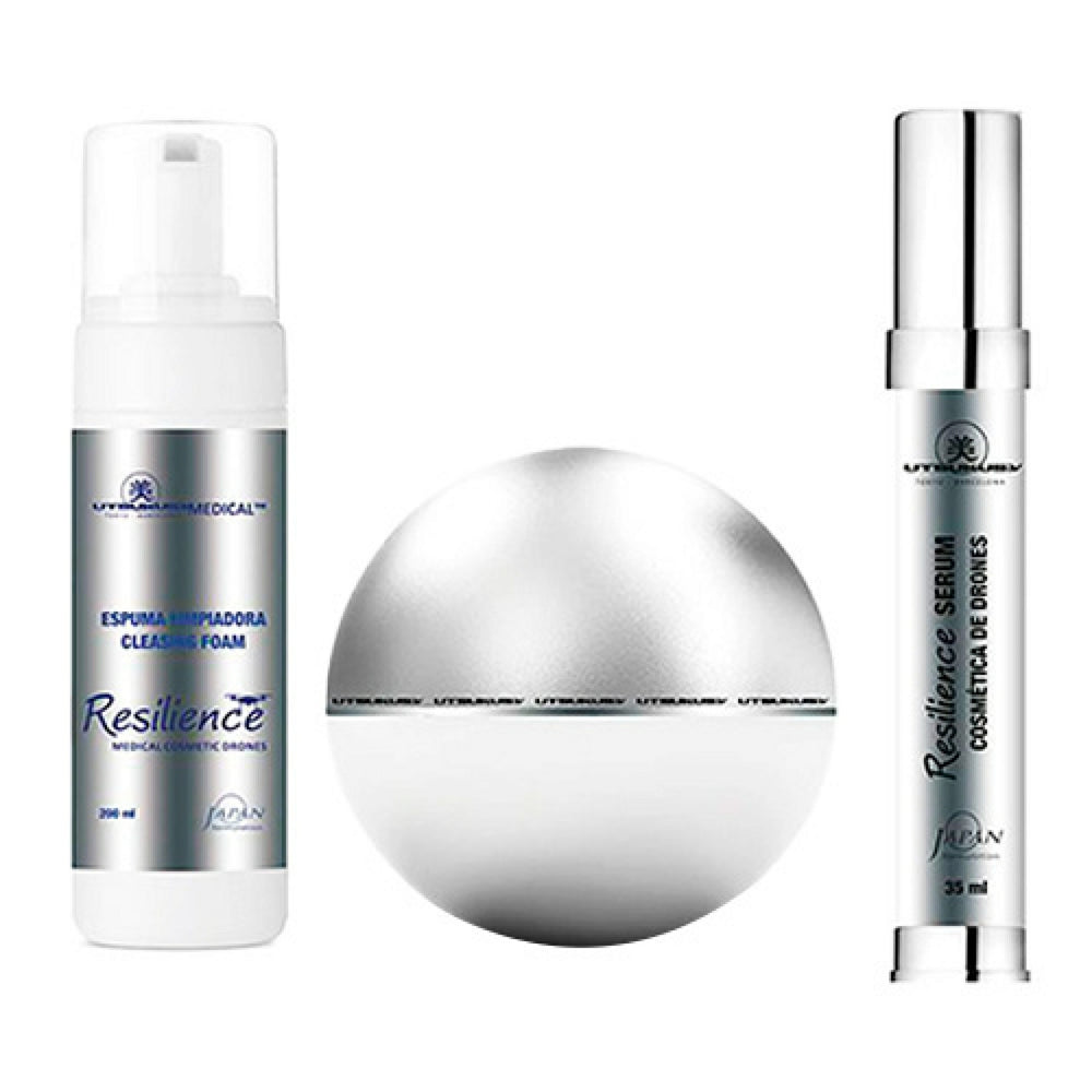 Resilienz-Heimpflege-Set Creme 50ml + Serum 35 ml + Schaumreiniger 200ml. - Utsukusy - 1