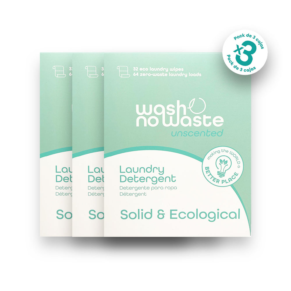Biologisch abbaubares Reinigungsmittel in Streifen - Ohne Duft - Packung mit 3 - Wash No Waste - 1