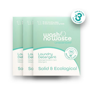 Biologisch abbaubares Reinigungsmittel in Streifen - Ohne Duft - Packung mit 3 - Wash No Waste - 1