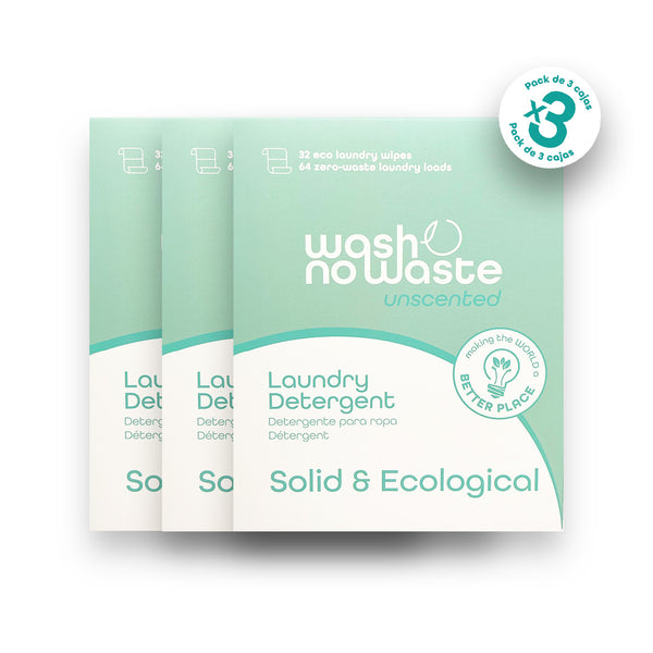 Biologisch abbaubares Reinigungsmittel in Streifen - Ohne Duft - Packung mit 3 - Wash No Waste - 1