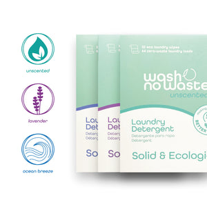 Biologisch abbaubare Reinigungstücher - 3er Pack - Lavendel, Meeresbrise und Geruchlos - Wash No Waste - 7