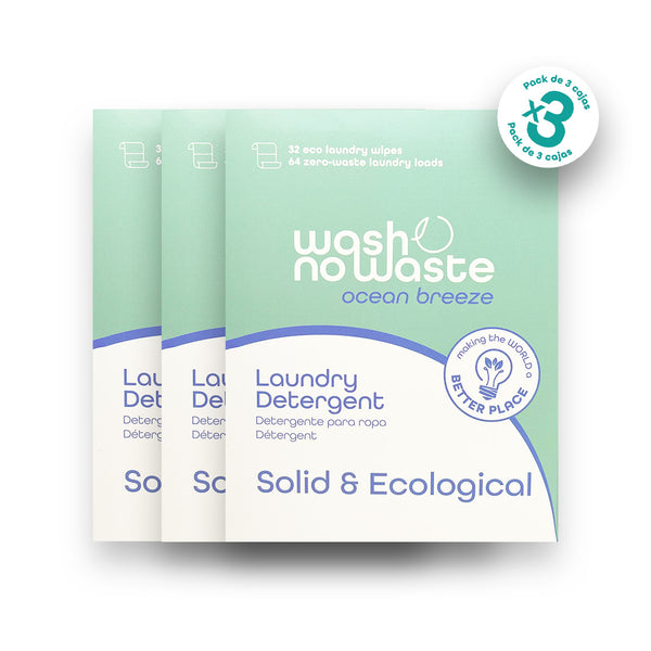 Biologisch abbaubares Waschmittel in Streifen - Ozeanbrise - Packung mit 3 - Wash No Waste - 1